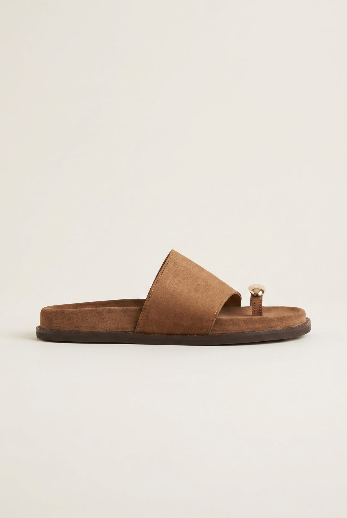IRIS - Toe Ring Flatform Sandals - Taupe Suede