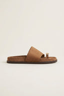 IRIS - Toe Ring Flatform Sandals - Taupe Suede
