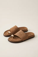 IRIS - Toe Ring Flatform Sandals - Taupe Suede