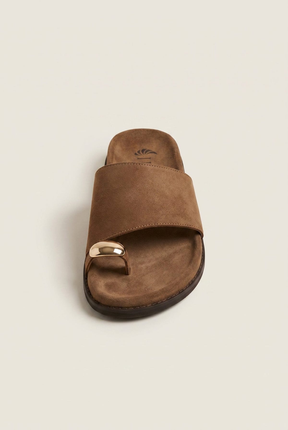 IRIS - Toe Ring Flatform Sandals - Taupe Suede
