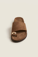 IRIS - Toe Ring Flatform Sandals - Taupe Suede