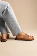 IRIS - Toe Ring Flatform Sandals - Taupe Suede