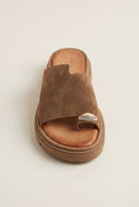 TFP - Toe Ring Flatform Sandals - Taupe Suede