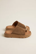 TFP - Toe Ring Flatform Sandals - Taupe Suede