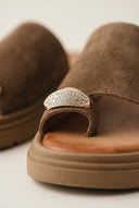 TFP - Toe Ring Flatform Sandals - Taupe Suede