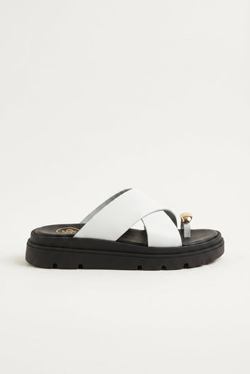TFP - Toe Ring Flatform Sandals - White Matte
