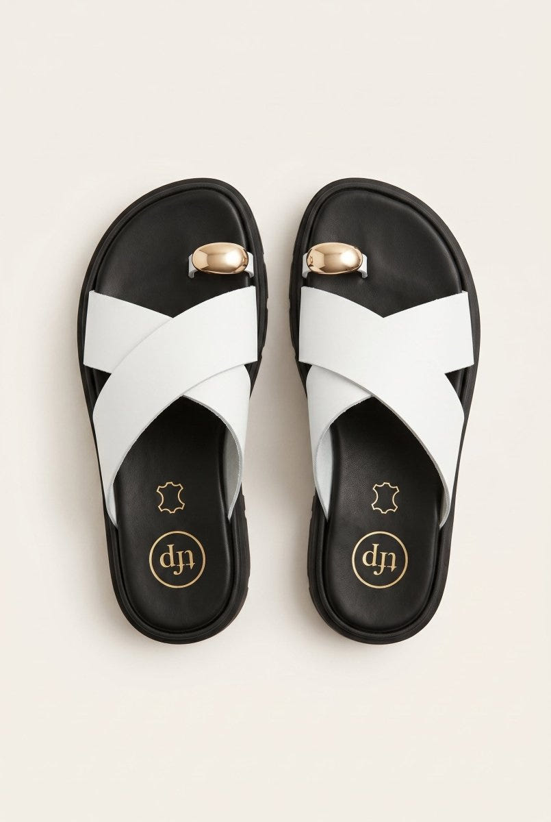 TFP - Toe Ring Flatform Sandals - White Matte