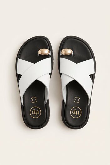 TFP - Toe Ring Flatform Sandals - White Matte