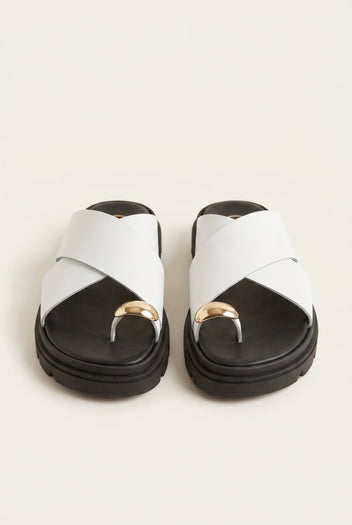 TFP - Toe Ring Flatform Sandals - White Matte