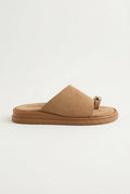 Estil - Toe Ring Platform Sandals - Beige Suede