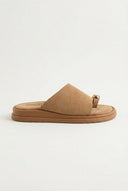 Estil - Toe Ring Platform Sandals - Beige Suede