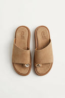 Estil - Toe Ring Platform Sandals - Beige Suede