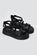 Estil - Toe Ring Platform Sandals - Black Matte