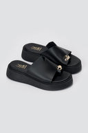 Estil - Toe Ring Platform Sandals - Black Matte