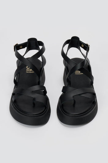 Estil - Toe Ring Platform Sandals - Black Matte