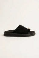 Estil - Toe Ring Platform Sandals - Black Suede