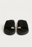Estil - Toe Ring Platform Sandals - Black Suede