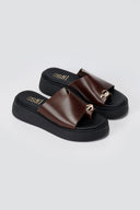 Estil - Toe Ring Platform Sandals - Brown Matte