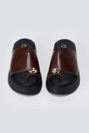 Estil - Toe Ring Platform Sandals - Brown Matte