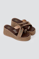 ERYNN - Toe Ring Platform Sandals - Brown Raffia