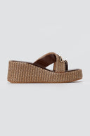 ERYNN - Toe Ring Platform Sandals - Brown Raffia