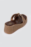ERYNN - Toe Ring Platform Sandals - Brown Raffia