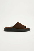 Estil - Toe Ring Platform Sandals - Brown Suede