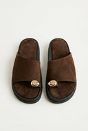 Estil - Toe Ring Platform Sandals - Brown Suede