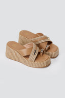 ERYNN - Toe Ring Platform Sandals - Taupe Raffia