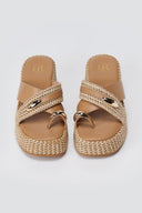 ERYNN - Toe Ring Platform Sandals - Taupe Raffia