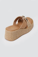 ERYNN - Toe Ring Platform Sandals - Taupe Raffia