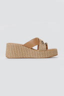 ERYNN - Toe Ring Platform Sandals - Taupe Raffia