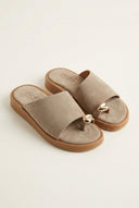 Estil - Toe Ring Platform Sandals - Taupe Suede