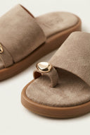 Estil - Toe Ring Platform Sandals - Taupe Suede
