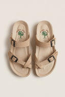 Inter - Bios - Toe Ring Sandals Adjustable Buckle - Beige Suede