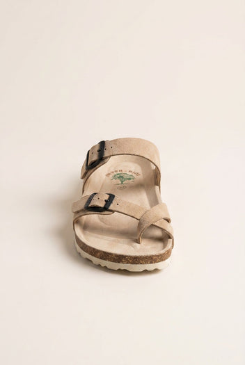 Inter - Bios - Toe Ring Sandals Adjustable Buckle - Beige Suede
