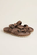 Inter - Bios - Toe Ring Sandals Adjustable Buckle - Brown Suede
