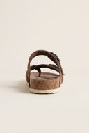 Inter - Bios - Toe Ring Sandals Adjustable Buckle - Brown Suede