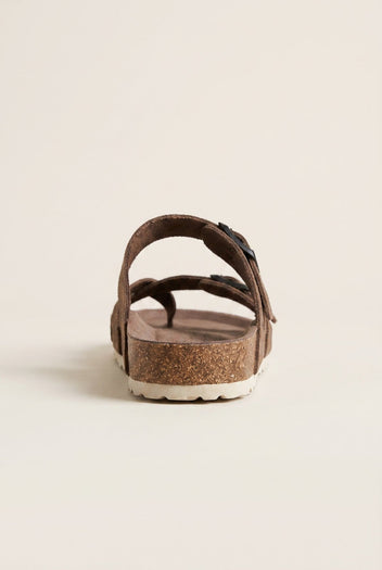 Inter - Bios - Toe Ring Sandals Adjustable Buckle - Brown Suede