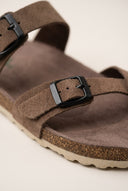 Inter - Bios - Toe Ring Sandals Adjustable Buckle - Brown Suede