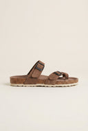 Inter - Bios - Toe Ring Sandals Adjustable Buckle - Brown Suede