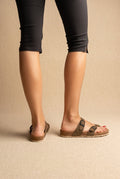 Inter - Bios - Toe Ring Sandals Adjustable Buckle - Khaki Green Suede