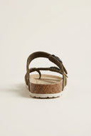 Inter - Bios - Toe Ring Sandals Adjustable Buckle - Khaki Green Suede