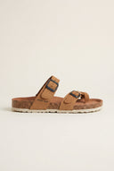 Inter - Bios - Toe Ring Sandals Adjustable Buckle - Tan Suede