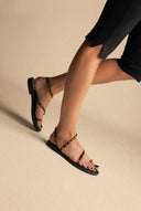 IRIS - Toe Ring Sandals Animal Print - Black