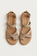 RAGAZZA - Toe Ring Sandals Ankle Strap - Beige Suede