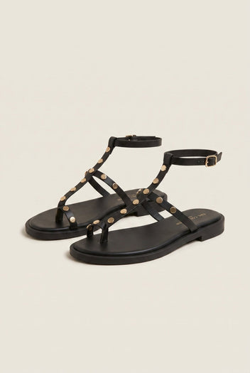 TFP - Toe Ring Sandals Ankle Strap - Black Matte