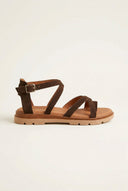 RAGAZZA - Toe Ring Sandals Ankle Strap - Brown Suede