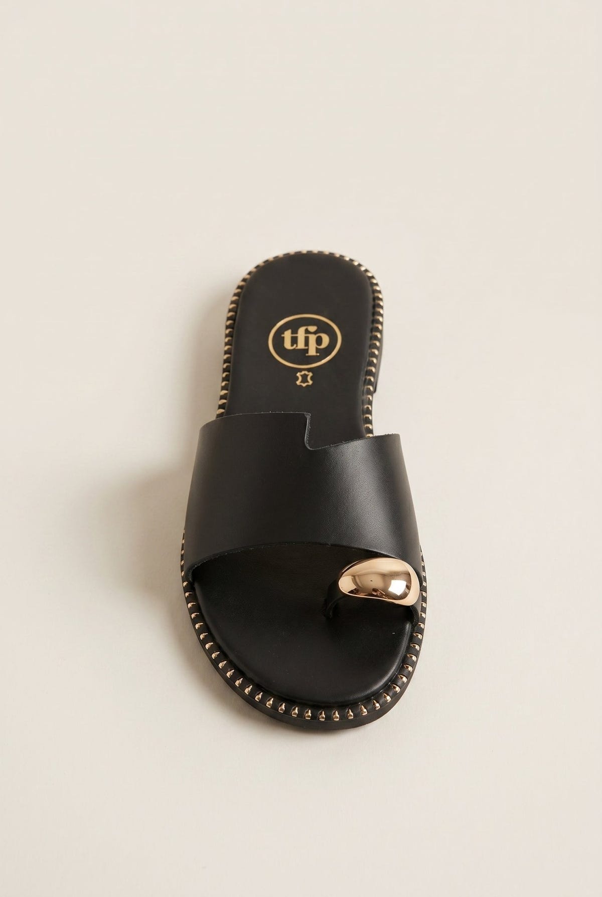 TFP - Toe Ring Sandals Asymmetric Strap - Black Matte