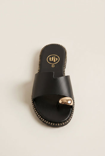 TFP - Toe Ring Sandals Asymmetric Strap - Black Matte